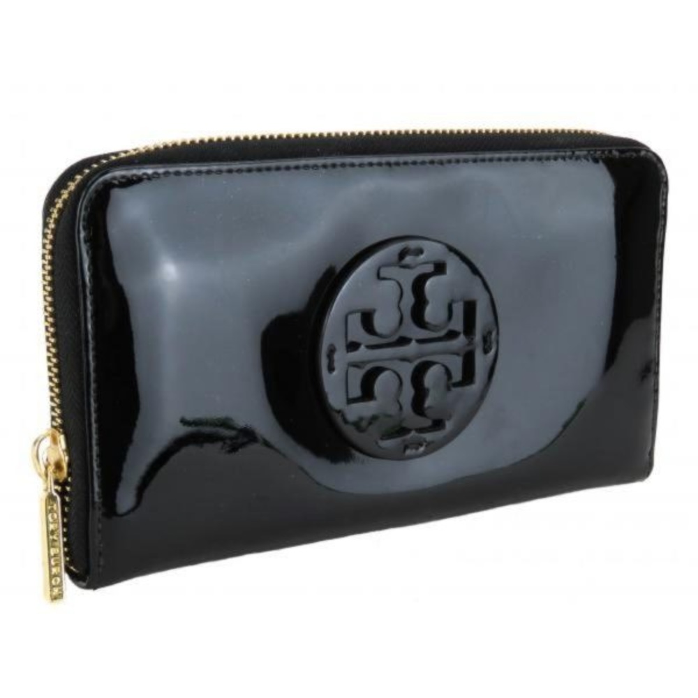 Tory Burch Patent Leather Black Wallet Zipper